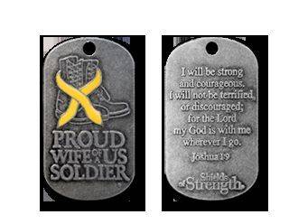 Army Proud Wife of A Soldier Joshua 1 9 Antique Finish Dog Tag with 24" Chain  