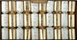 10 Elegant Christmas Crackers Party JOYEUX Noel Joy Favor Gold Foil Ivory Mix  