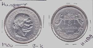 1900 Hungary 5 Korona Franz Joseph I Coin Km 488 XF  