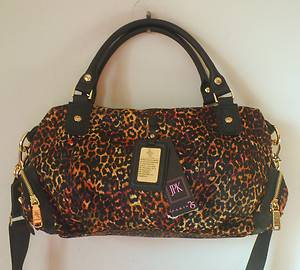 JPK Paris 75 Handbag Black Leopard Meghan MILKA Satchel Messenger Bag $236  