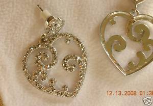 Judith Jack 925 SS Marcasite Heart Dangle Earrings  