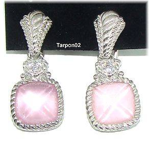 Judith Ripka Diamonique Pink Glass Omega Glass  Earrings 1 1 4  