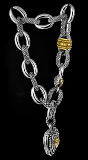 Judith Ripka 18k Gold Sterling Silver Bracelet Diamond Heart Large Link  