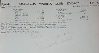 1943 Holstein Sale Catalog Dunloggin Ellicott City MD  