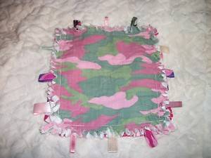 Pink Camouflage Rag Quilt Taggie Security Taggie Tag Blanket  