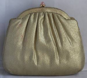 Judith Leiber Gold evening clutch purse  