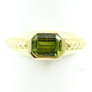 Judith Ripka 18k Yellow Gold and Green Peridot Band Ring  