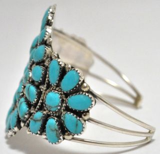 Navajo Turquoise Cluster Sterling Silver Cuff Bracelet Juliana Williams  