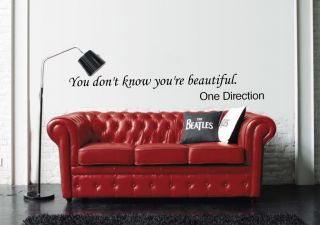 One Direction Wall Sticker Quote Girls Bedroom Wall Art  