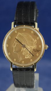 Vintage Stunning 14k Solid Gold Jules Jurgensen Coin Watch Winner Outer Boxes  