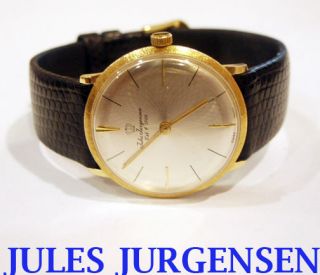 Solid 18K Jules Jurgensen Mens Wind Watch 1960s EXLNT Serviced RARE