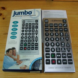 Emerson Jumbo Universal Remote Control for TV VCR Cable DVD and