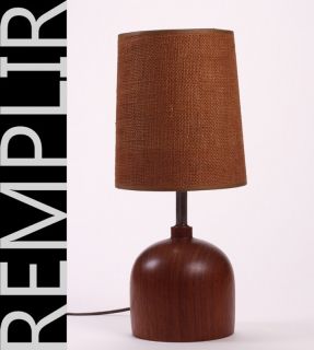  Danish Modern Turned Teak Table Lamp Light Eames Juhl Wegner Era