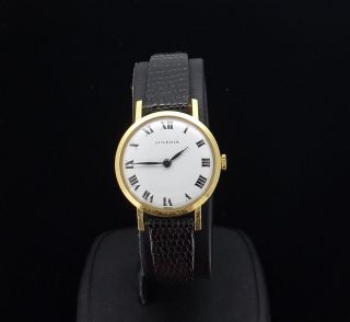 Juvenia 18K Watch with Black Leather Band