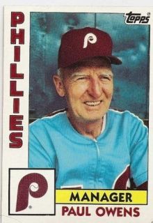 1984 Topps 229 Phillies Mgr Paul Owens MLB Card