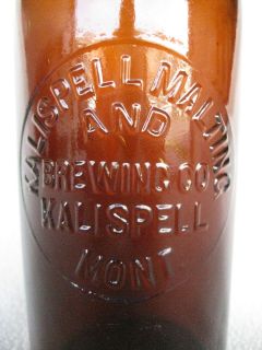 Antique Montana Tall Beer Bottle Kalispell NO DAMAGE Western Hand