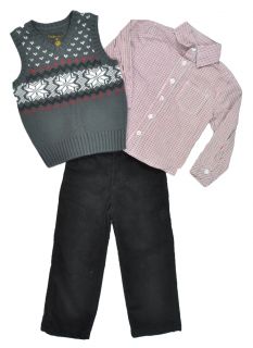 Karl kani Gold Toddler Boys Charcoal Sweater Vest 3Pc Pant Set Size 2T