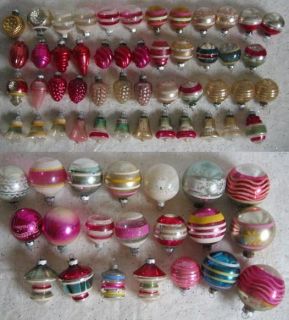 Lot 69 Vintage 1950s Shiny Brite Ornaments Glass Bells Balls Grapes