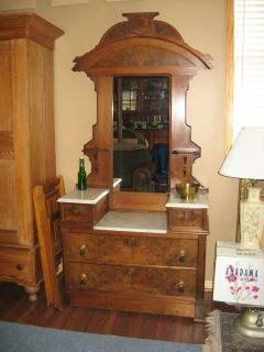 Early Walnut Wash Stand with Marble Tops