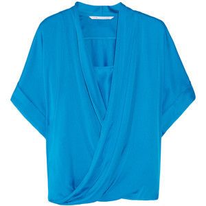 Diane Von Furstenberg Clean Keiko Top Sailor Blue Silk Blouse Top Sz S