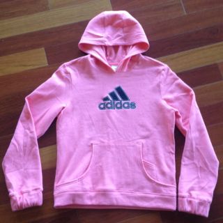 New Pink Black Silver Adidas Sweatshirt Hoodie Size Small Very Soft