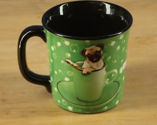 Keith Kimberlin Pug Dog Green Coffee Cup Mug 8 Oz