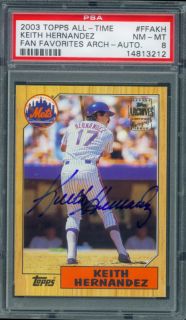 All Time Fan Favorites Keith Hernandez NY Mets Autograph PSA 8