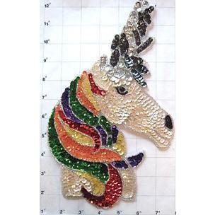 Sequin and Beaded Large Multicolored Unicorn JJ718 19