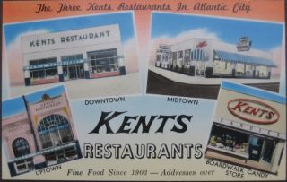1950 Ad Postcard Kents Restaurants Atlantic City NJ