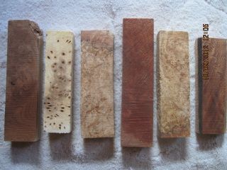 004A Knife Handle Blocks Various Burl Wood  6 Approx. 8 x 3 x 1.5