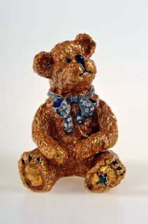 Faberge Teddy Bear Trinket Box by Keren Kopal   Swarovski Crystal