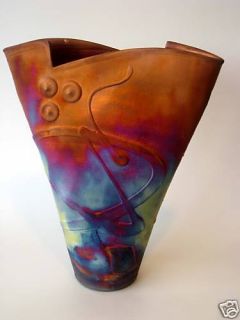 Kerry Gonzalez Copper Raku French Vase Studio Pottery