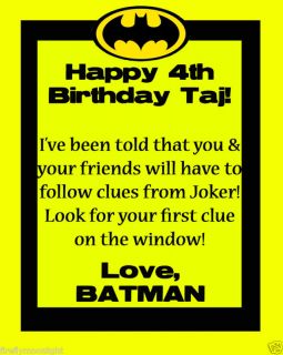 Batman Birthday Party Clue Hunt Kids Game Find Favors