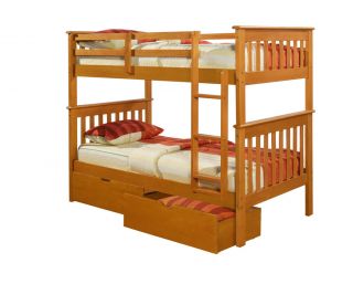 Twin Over Twin Mission Bunk Bed Honey Kids Furniture