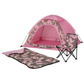 Timber Creek Kids Pink Camo Jr Dome Play Tent Sleeping Bag Fold Chair