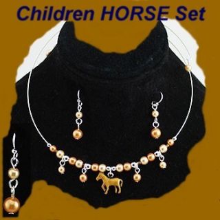 Necklace Children Horse Love Kids Cowgirl Jewelry Set