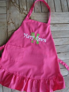 Kids Personalized Apron Pink Cook Chef Embriodered Girl Gift Kitchen