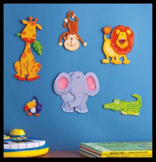 Kids Room Art 3D Wall Decor Baby Jungle Nursery Stickers Mural animals