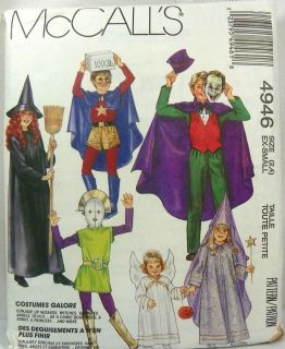 McCalls 4946 Kids Costumes Wizard Witch Vampire Angel Devil Robot Size