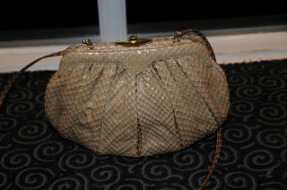 Judith Leiber Snakeskin Clutch Handbag Authentic Vintage 6x9 inches