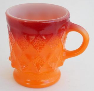 Anchor Hocking Kimberly Milk Glass Stackable Orange Coffee Cup Mug
