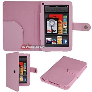 For  Kindle Fire 2 7 Leather Fitted Case Cover Pink Button Lock