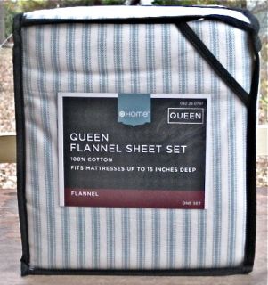 Beautiful Striped Home Flannel Sheets Set Queen or King Size Available