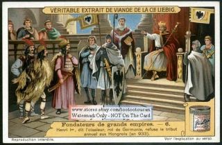 German King Henry I Defeats Hungarians 933 1920s Card