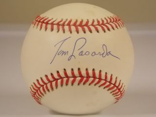 Tom Lasorda Dodgers Athletics HOF Single Signed Baseball AUTO JSA LOA