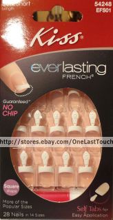 Kiss Everlasting French 28 Glue on Nails White Tips Real Short Square