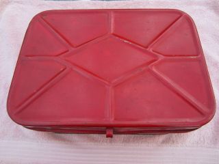 Vintage Kitchen Metal Hinged Bread Box Painted Red from 1940 50s Era