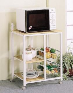 White Natural Finish Kitchen Microwave Cart Rack by Coaster 2506