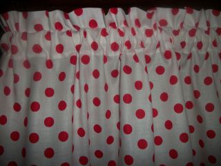 White Red Polka dot fabric kitchen curtain Valance cotton bedroom