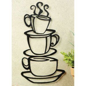 Metal Stacked Coffee Cups Kitchen Wall Decor